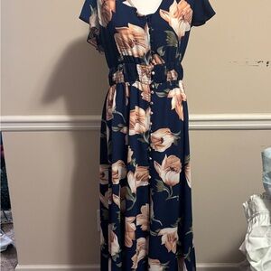Always Indigo 1x Floral Navy Dress